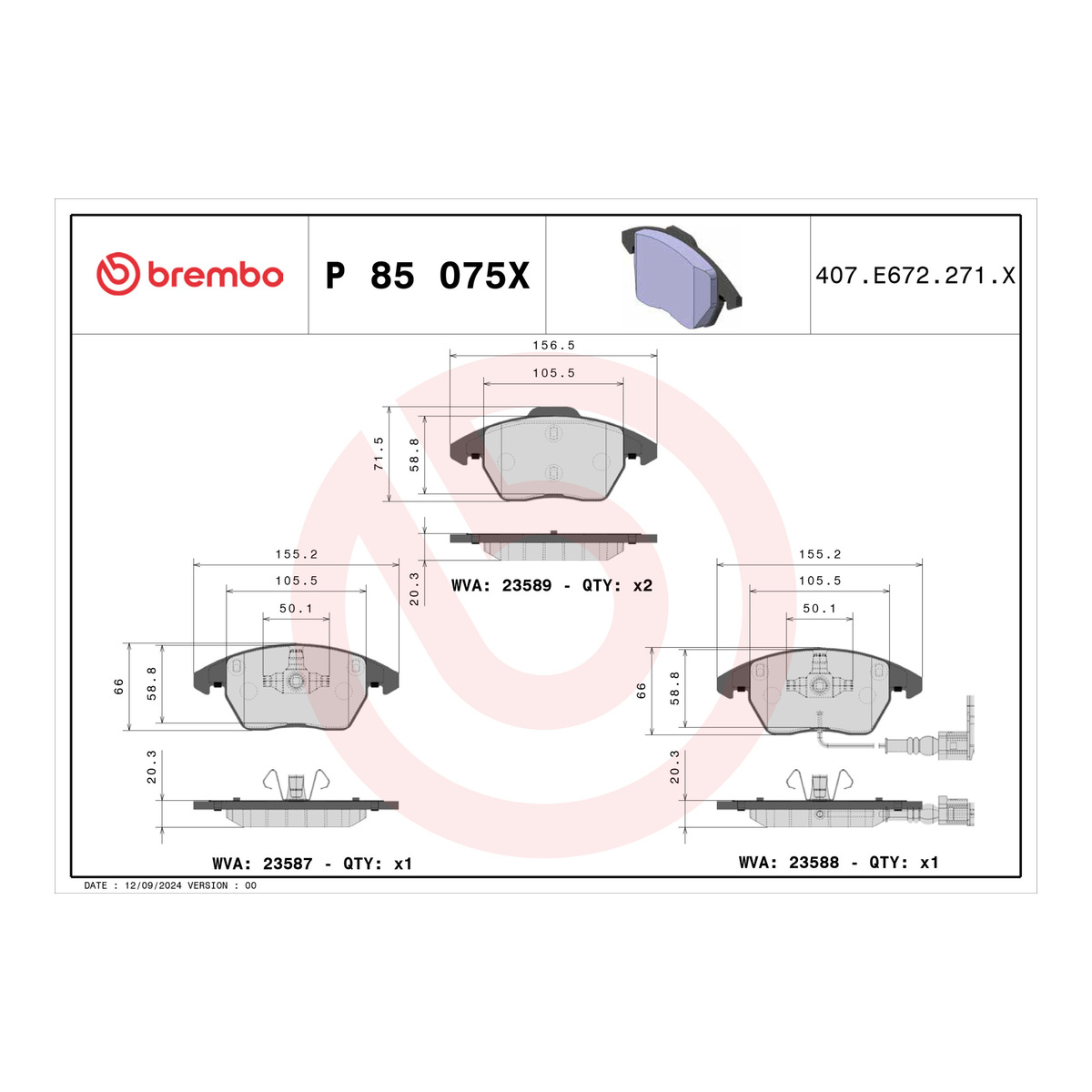 Klocki hamulcowe przód P85075X BREMBO